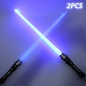 Çocuk Light Up Oyuncaklar Lightsaber İndüksiyon Renk Değiştirme Teleskopik Lazer Kılıç İki Bir LED Işıklı Çubuk Flaş Kılıç