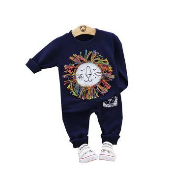 Çocuk pamuklu giysiler Yeni Bahar Sonbahar Çocuk Erkek Kız Karikatür T Shirt Pantolon 2 adet / takım Bebek bebek kıyafetleri Bebek Eşofman