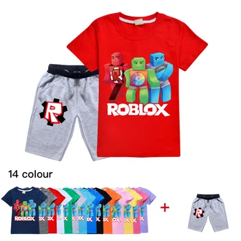 Çocuk Robloxing Giysileri Moda Yaz Bebek Kız Erkek spor tişört Şort 2 adet / takım Toddler Pamuk Çocuklar Gevşeme Takım Elbise