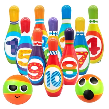 Çocuklar Köpük Bowling Seti, 10 Kapalı Renkli Yumuşak Pimleri 2 Bowling Topları, Toddlers Oyuncaklar Baskılı Numarası İle, spor Hediye İçin Bebek Erkek