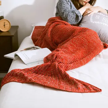 Örme Denizkızı kuyruğu battaniye sonbahar kış kalın sıcak önlemek dondurulmuş ayak battaniye ev kullanımı tekstil renk dökme örgü yorgan ışık