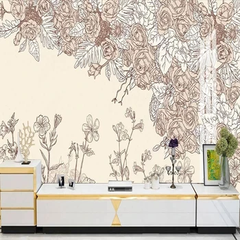 Özel 3D Fotoğraf Duvar Kağıdı Eski El-boyalı Soyut Çiçek duvar tablosu Oturma Odası Dekoratif TV Arka Plan Kartonpiyer Peint