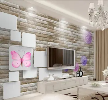 Özel 3D Fotoğraf Duvar Kağıdı Üç Boyutlu tuğla duvar karahindiba Duvar Resimleri Oturma Odası TV Kanepe Yatak Odası Arka Plan duvar resmi dekor