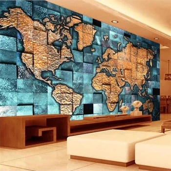 Özel büyük 3d duvar kağıdı dünya haritası kabartma dekoratif boyama oturma odası yatak odası okuma salonu TV arka plan duvar tablosu обои