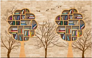 Özel fotoğraf duvar kağıdı duvarlar için 3 d duvar Modern kitapçı kitap bar nostaljik ağaç arka plan duvar arka plan boyama dekor