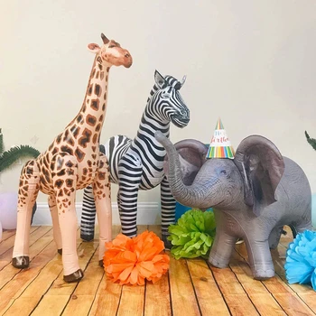 Şişme Peluş Doldurulmuş Hayvan 3 Paket Zürafa Zebra Fil Açık şişme oyuncaklar Doğum Günü Cadılar Bayramı Partisi Süslemeleri için